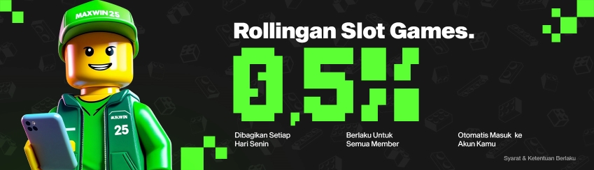 BONUS ROLLINGAN MINGGUAN SLOT UPTO 0.5%